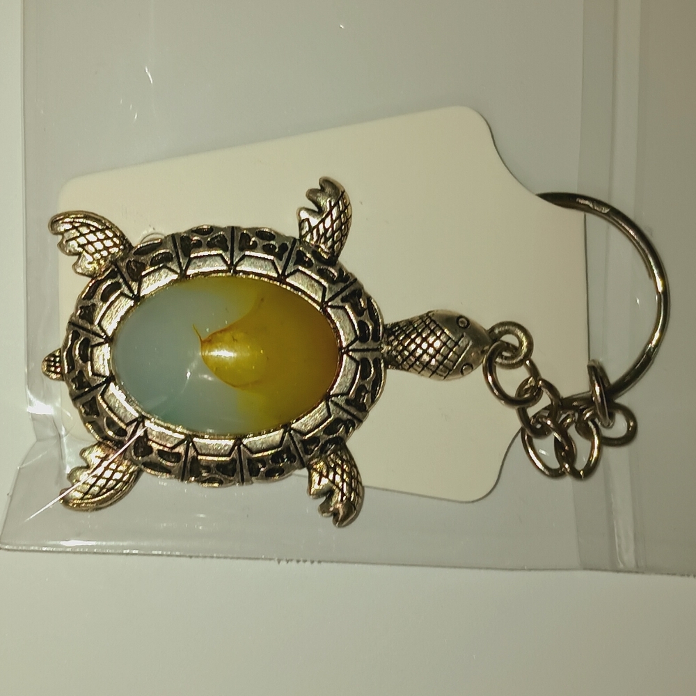 Fashion Jewelry Turtle Key Holder - Gold and Blue